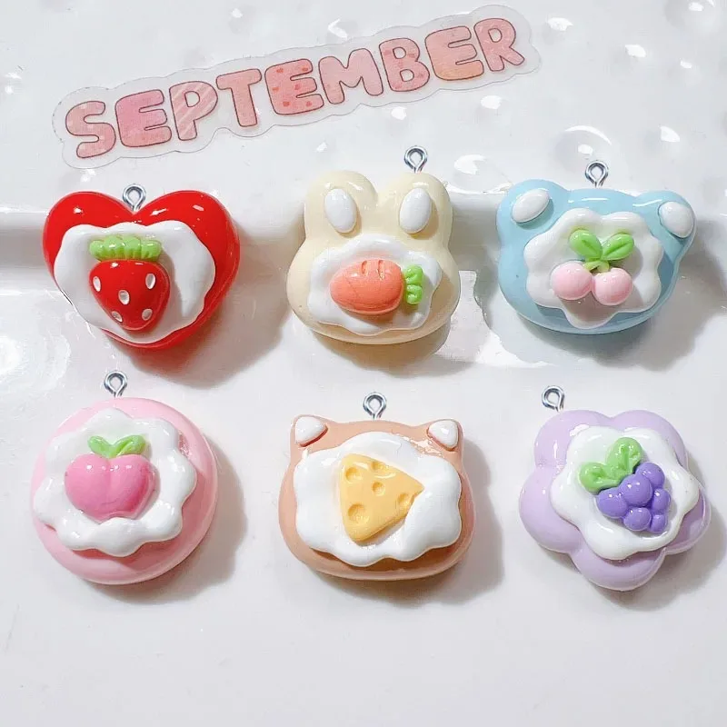 10Pcs Simulation Cute Fruit Cake Resin Charms Pendants For Jewelry Making DIY Earring Necklace Bracelet Decoration Accessories