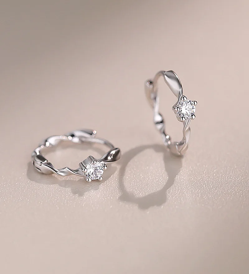 Möbius-Streifen aus 925er-Sterlingsilber, Zirkon, gewellt, gedrehte Ohrringe, luxuriöse Damen-Verlobungszubehör, Schmuck, verhindert Allergien – Detail 8