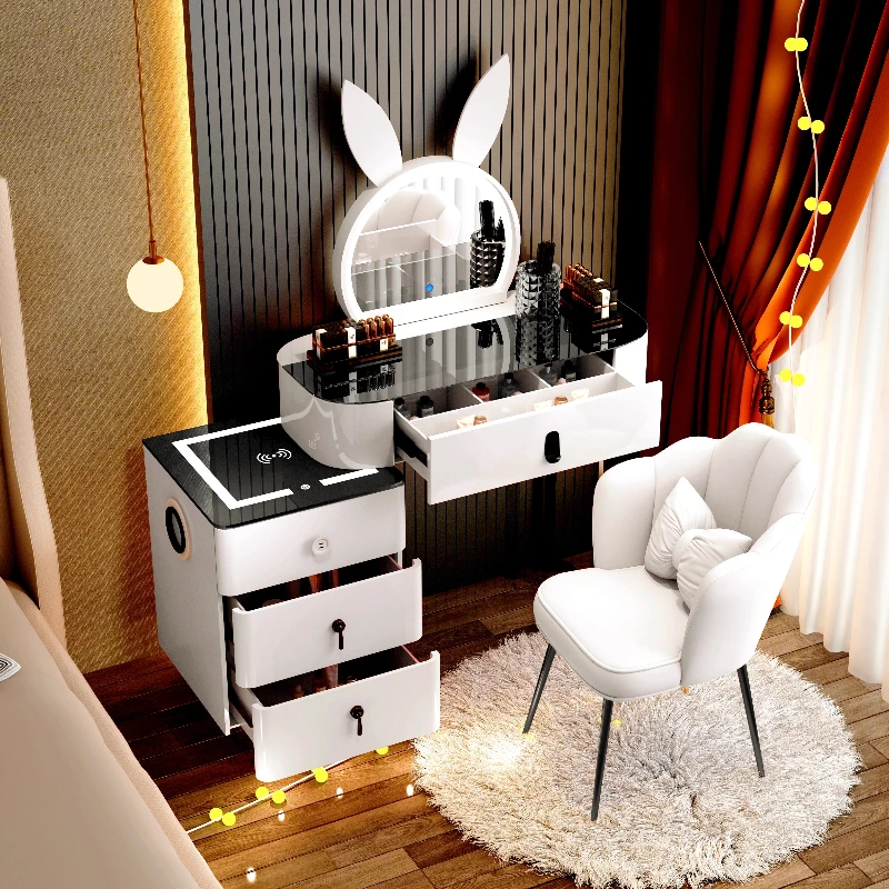

Girls Nordic Dressing Table Mirror Vanity European Luxury Dressing Table Simple Classic Coiffeuse De Chambre House Accessories