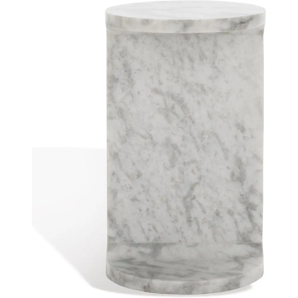 

White Marble Accent C-Table, Elegantly Assembled