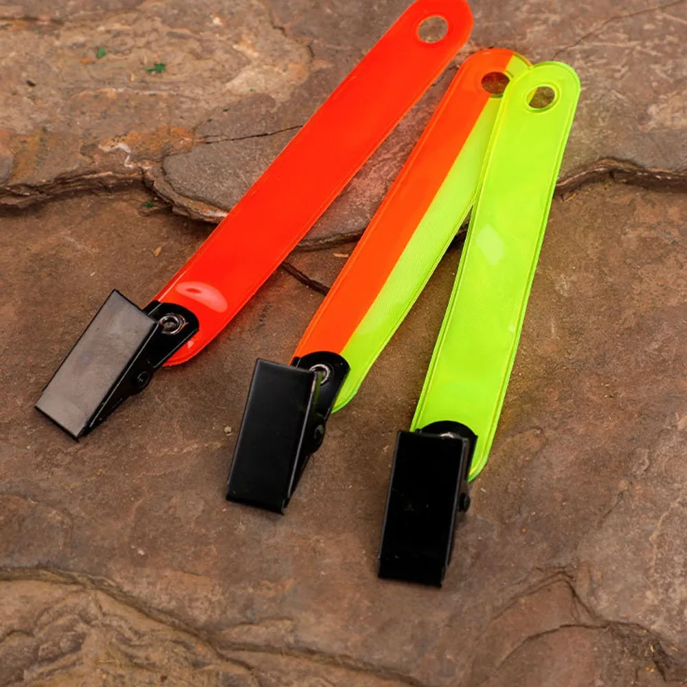12PCS Durable Fluorescent Reflective Trail Markers PVC Iron Clips Tracking Marks High Visibility Tree Tacks for Running