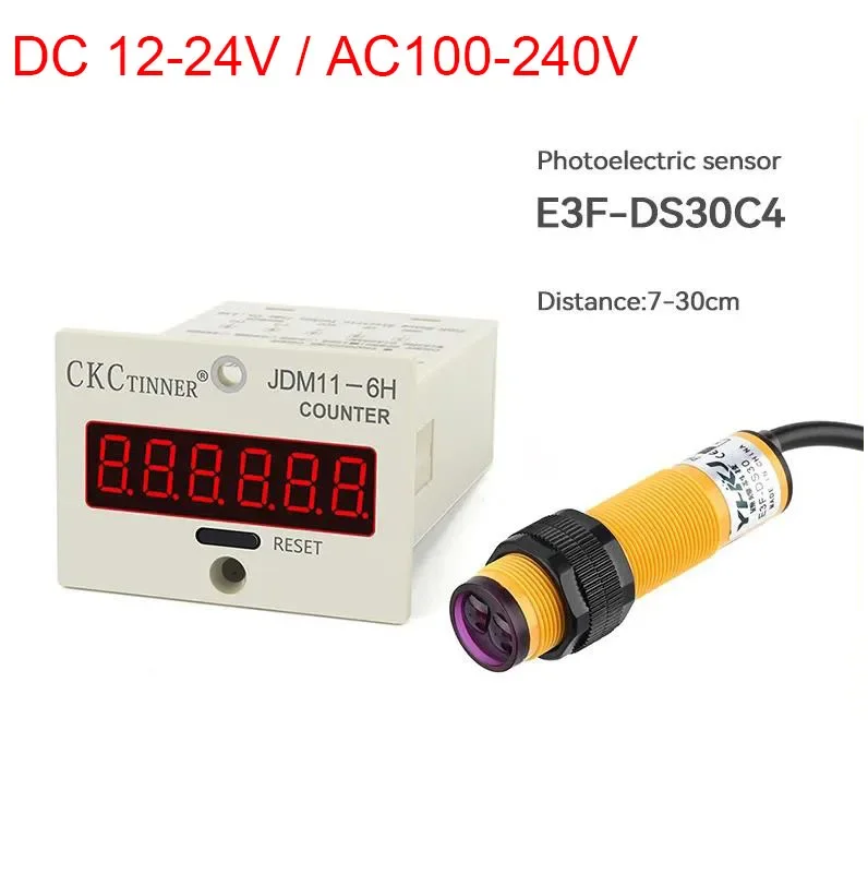 AC 100V-240V 36V 220V DC12V-24V  10-30cm NPN NO Electronic Digital Counter Display Infrared Diffuse Reflection Proximity Switch