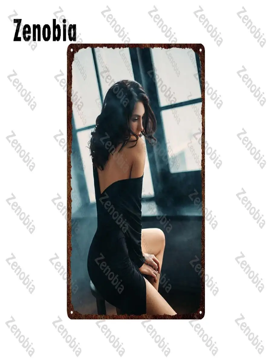 Sexy Metal Poster  White Underwear Bikini Girl Beautiful Woman Tin Sign Decorative Metal Plate for Bar Pub Home Wall Decor