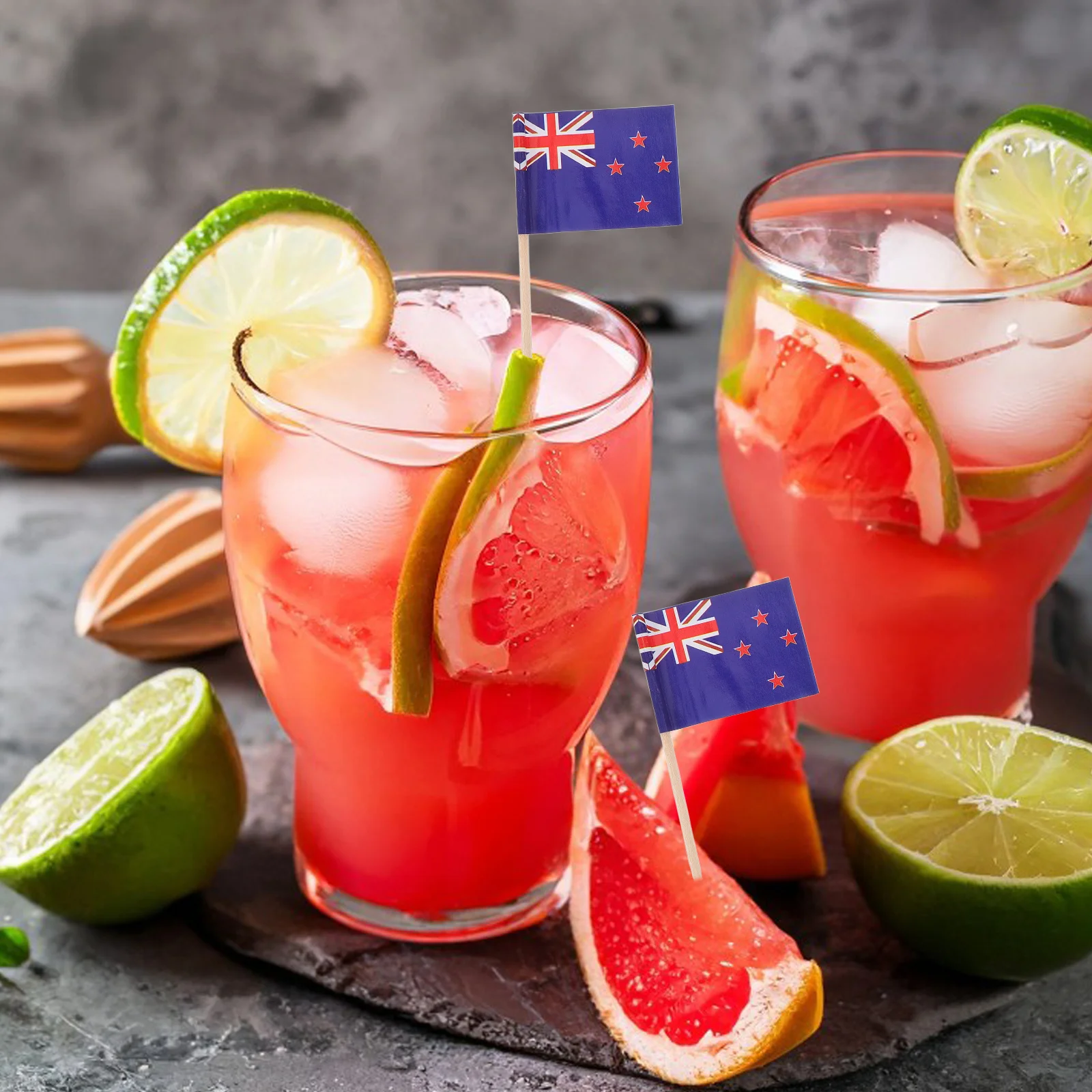 50Pcs New Zealand Flag Toothpicks Mini Cupcake Flags Party Fruits Picks Cake Decors Decorative Dessert Toppers Cocktail Picks