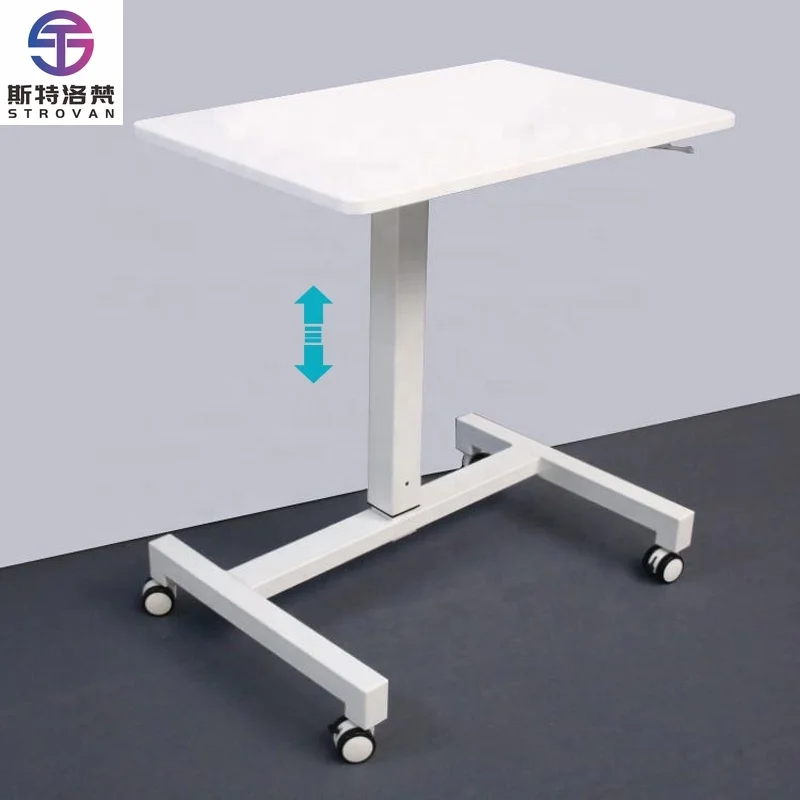 

Modern Home Office Mobile Laptop Desk Height Adjustable Rolling Computer Stand with Pneumatic Gas Lifting Furniture