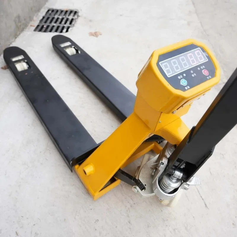 Factory 2 Ton Adjustable Fork Lifter Electronic Scale Warehouse Transport Hand Manual Pallet Truck Manual Forklift