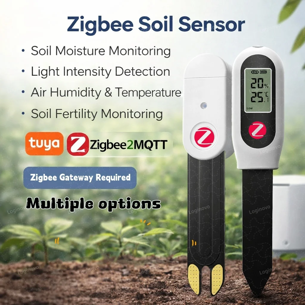 

Zigbee Soil Moisture Sensor Tuya Smart Life Fertility Light Temperature Humidity Tester Zigbee2MQTT Smart Home Plant Monitor