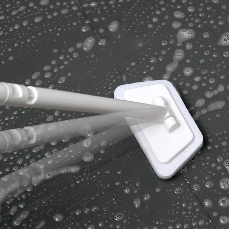 1PC Household Floor Bathtub Removable Sponge Scrubber Head Bathroom Accessory Multi-Functional Long Ceramic Cleaning Brush