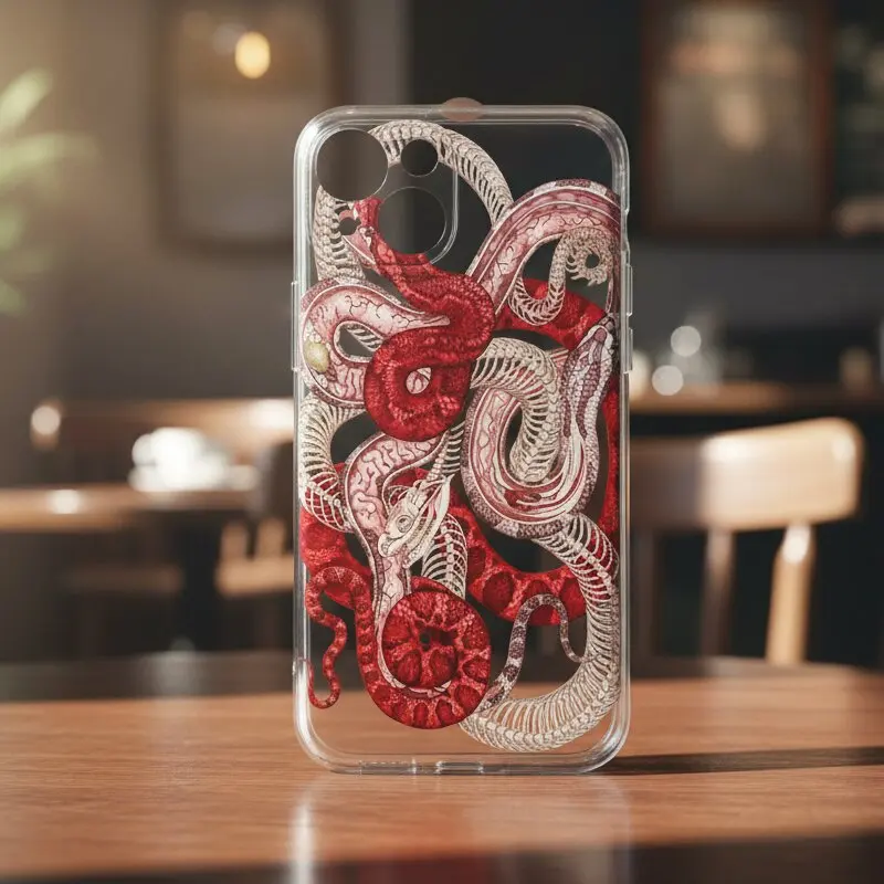 Punk Dark Snake Bone Creative For Iphone 14 Pro Max 12 13 7 8 Plus X XR Phone Case Silicone Soft Shell Transparent Men And Women