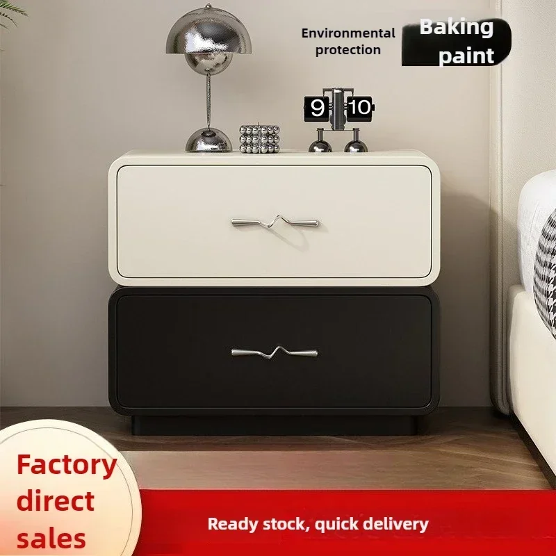 Stable Solid wood paint bedside table household bedroom light luxury storage cabinet sturdy and durable