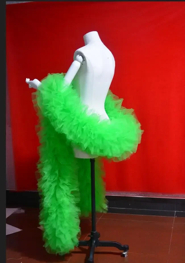 Fashion Stage ball party Club bruids Tule Boa Ruffle sjaal wrap Aangepaste kleur bruiloft accessoires cape - afbeelding 1