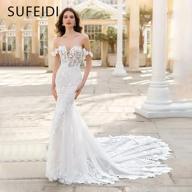 2024Spaghetti  V-plunge illusion sweetheart corset-styled bodice ff-the-shoulder 3D floral straps