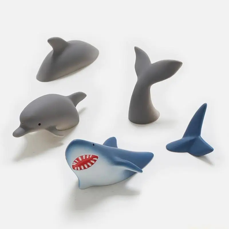 QX2E Refrigerator Magnets Decors Set with Ocean Animal Design, Resin Build and 3D Raised Detail for Fridge Notes and Home Accent
