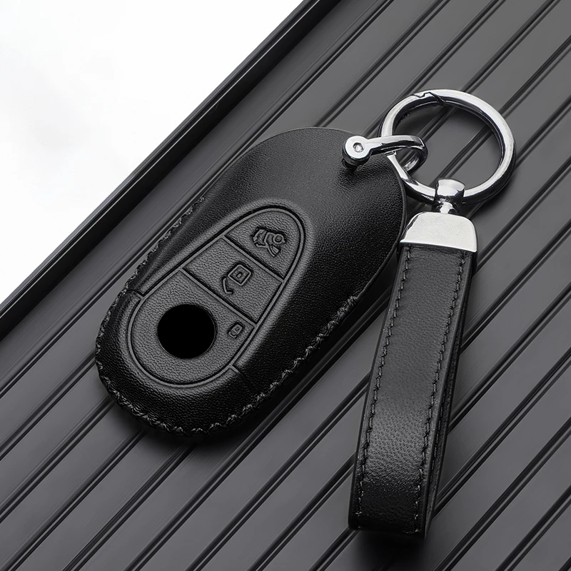 Leather Car Key Case Remote Cover Shell Bag Holder Fob Mercedes Benz A B C E S Class S400L CLA CLS GLC GLE GLS EQE EQS AMG