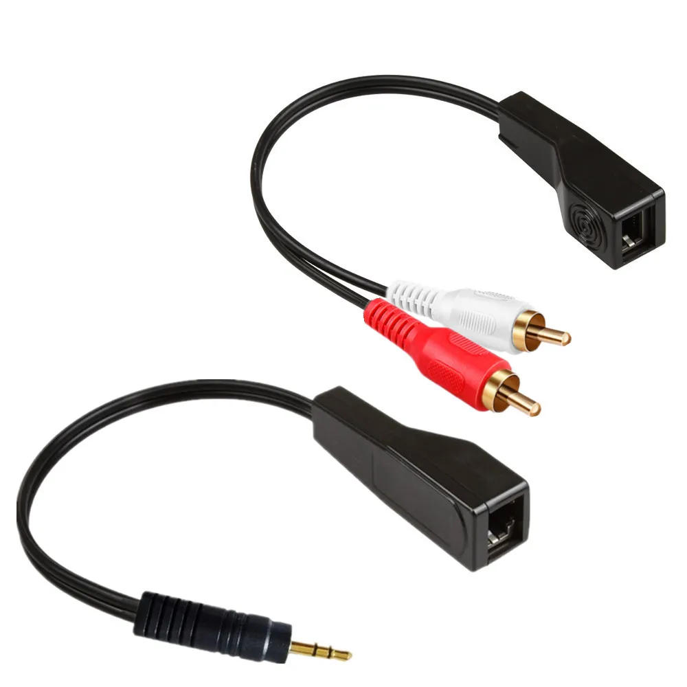 RJ45 female to DC3.5mm male RJ45 female to 2RCA male band extender with network cable extension for 305m audio cable