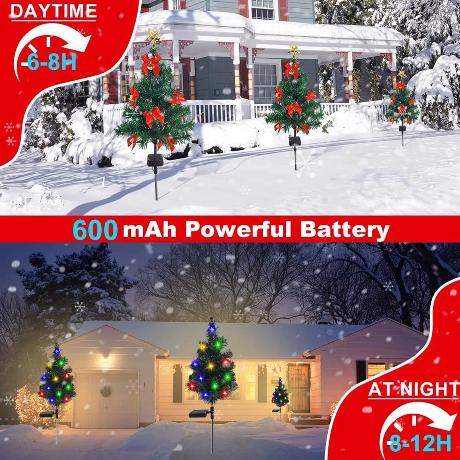 

Солнечные рождественские елочные декоративные фонари, водонепроницаемые уличные светодиодные светильники для газона, садовые пейзажные лампы для патио, крыльца, дорожки