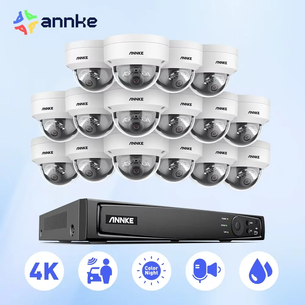 

ANNKE 4K POE Network Video Surveillance Cameras System With 16X 8MP Smart Dual Light Security Cameras Motion detection
