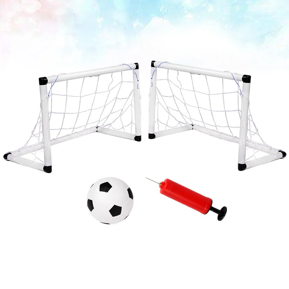 1 Juego de entrenamiento de fútbol inflable portátil, juguete deportivo de fútbol al aire libre, blanco y negro (2 puertas de fútbol, 1 unidad de fútbol, 1 unidad