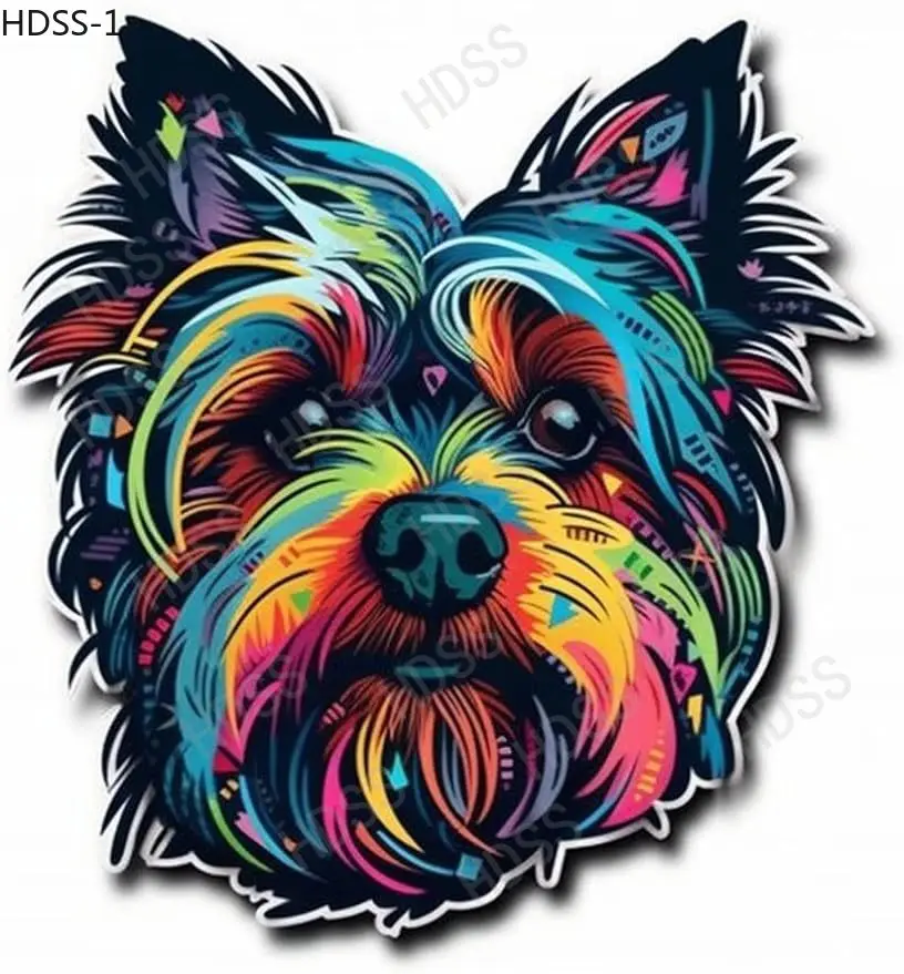 

HDSS-Fun animal stickers, cute car stickers, Yorkshire Terrier Vinyl stickers, suitable for car windows, laptops, etc