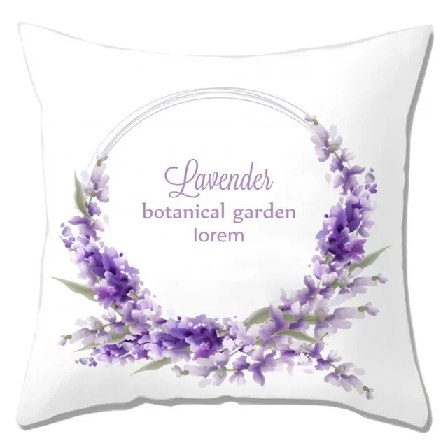 Bo Niu Pillow Cover Purple Lavender Pattern Plant Polyester Pillow Car Hotel Home Sofa Decorative Pillow 1 Piece Set 45 * 45cm .