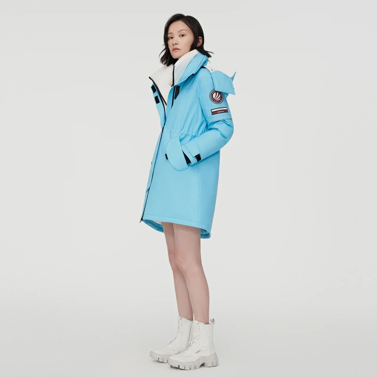 

BOSIDENG зимний пуховик для женщин с регулируемой талией, непромокаемая куртка черного, розового цвета B10143232