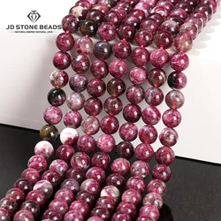 Natural Stone Plum Flower Tourmaline Genuine Round Loose Spacer Health Gemstone Beads For Jewelry Making DIY Bracelet Accessory