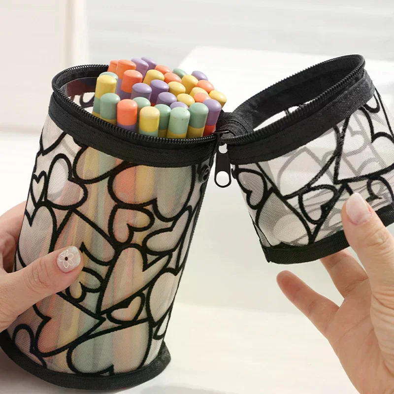 Vertical Pencil Case Multi-purpose Pencil Pouch Student Stationery Organizer School Supplies Makeup Bag Travel Cosmetic Bag Mes