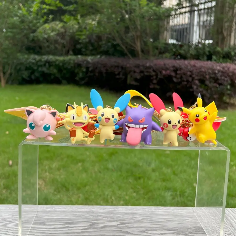 Pokemon Pikachu Gengar Jigglypuff Meowth Plusle Minun Breloczek do kluczy Figurki anime Zabawki z PVC Lalka Prezent