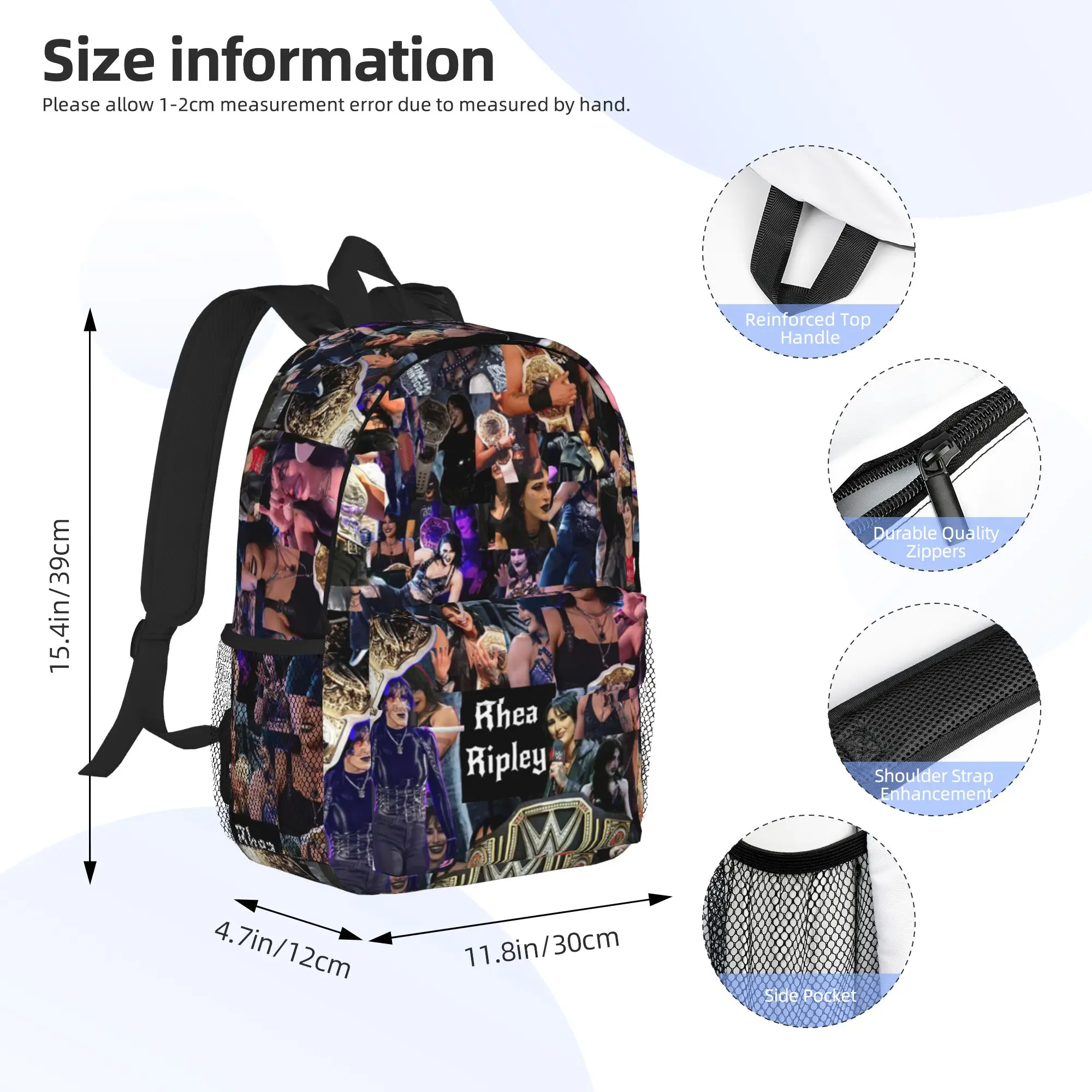 Rhea Ripley  Backpack Hot Sale Daypack Large Capacity Boys Girls BookBag Shoulder Bags for Men Women School Bag