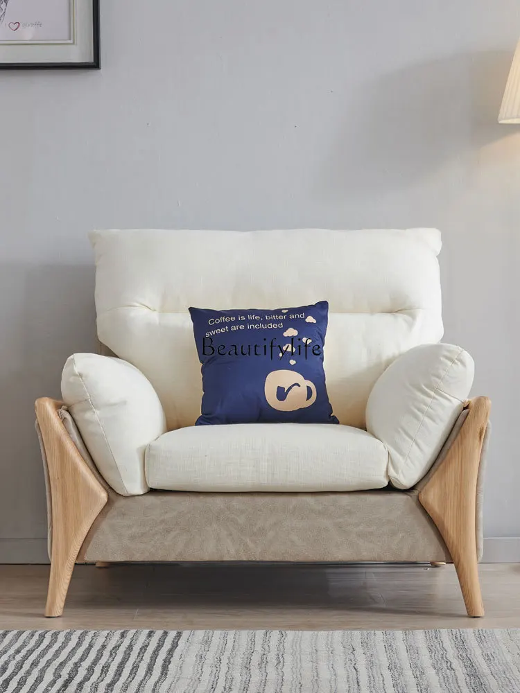 

Nordic Ash Fabric Sofa Removable and Washable Simple Living Room Complete Latex Sofa