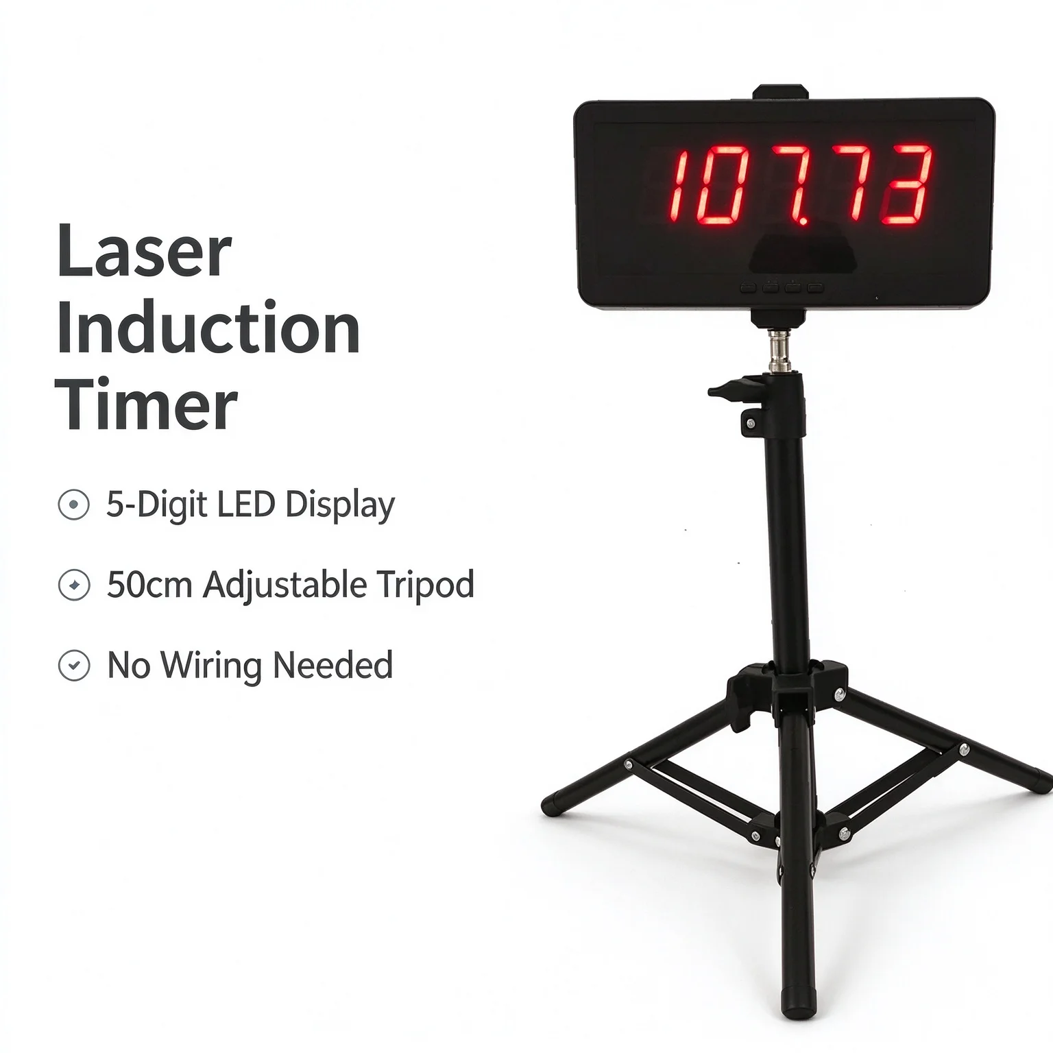 Laser Induction Timer LED Digital Speed Timer with Adjustable Tripod High Precision 0.01s for Running Sprint Skating Slalom Lap