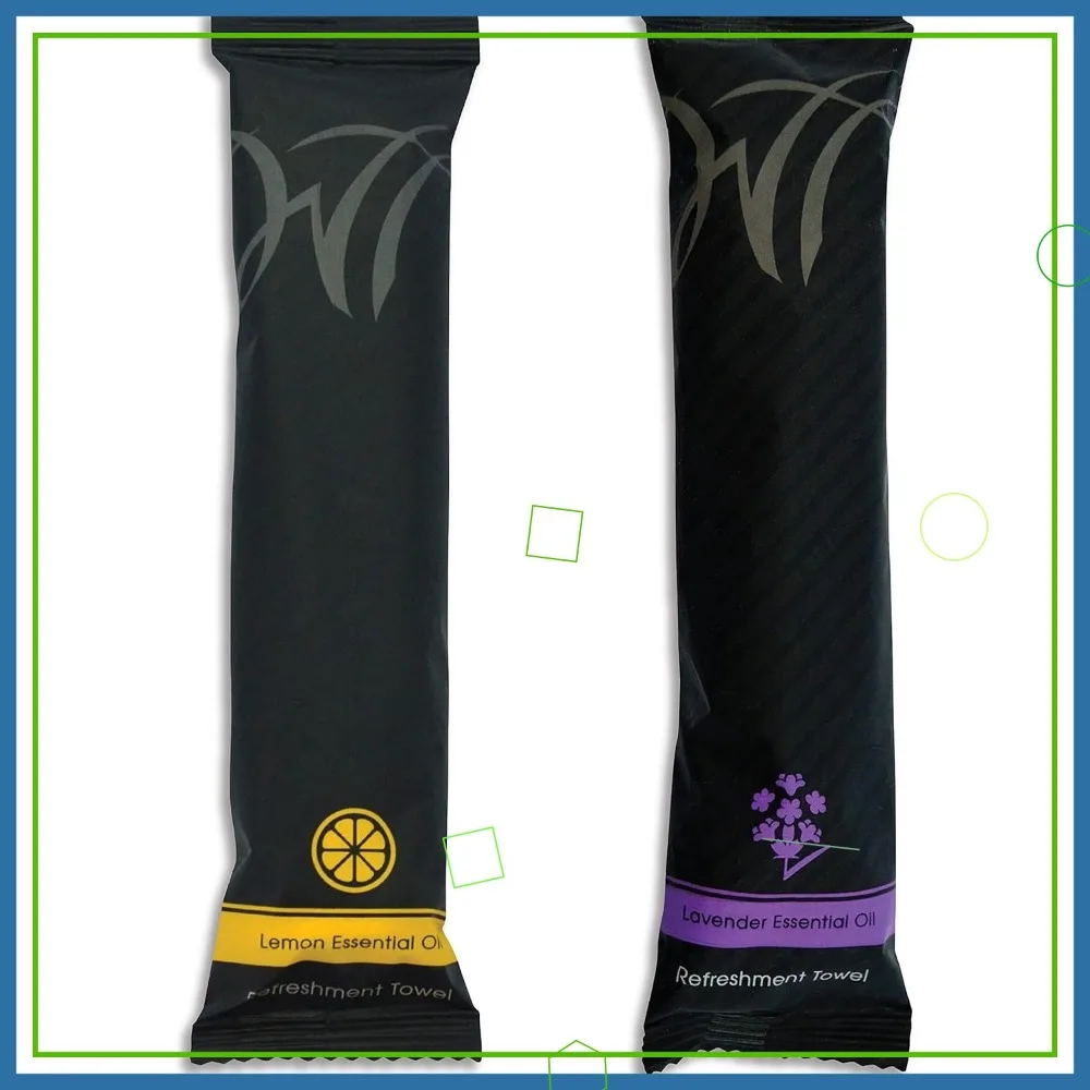

8x8 Inch Moist Cotton Towel, Individually Wrapped with Lemon & Lavender Scent - Case of 100