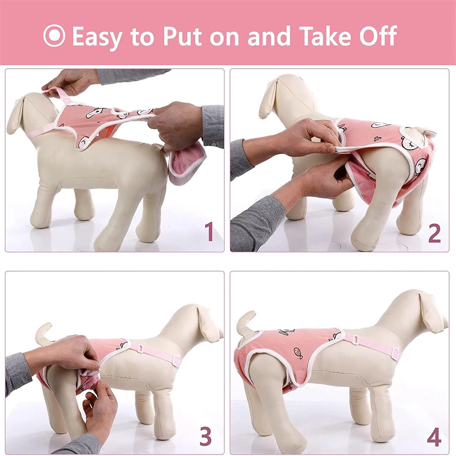 Dog Diaper Sanitary Panties With Suspenders, Pet Physiological Pants Adjustable Comfortable Underwear For Female Dogs