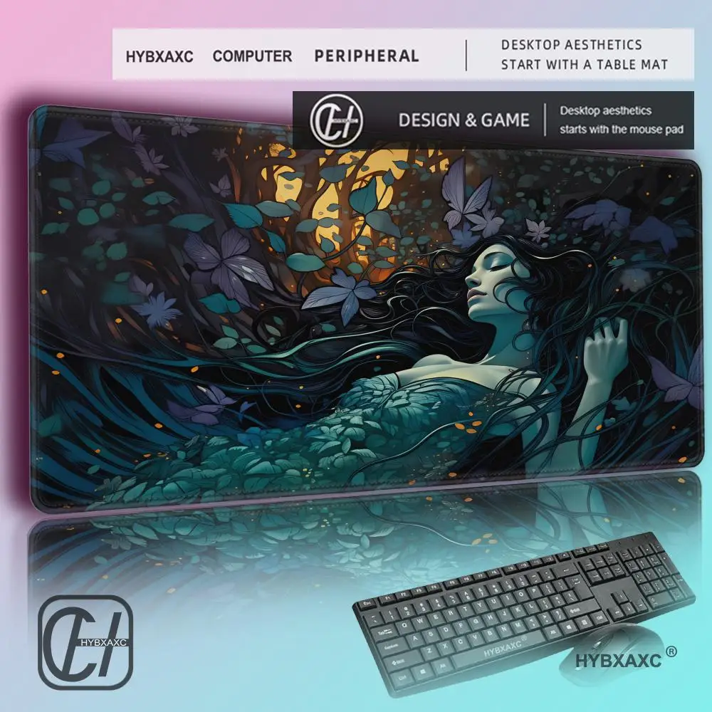 

HYBXAXC Medieval anime illustration design MousePad DeskMat with Stitched Edge non-Slip rubber base gamer accessories magic