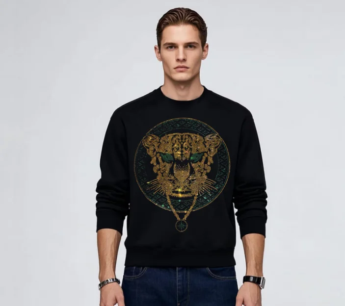 

New Rhinestone BORUNKE pullover Sweatshirt men tees Slim drop shipping new top Men Streetwear
