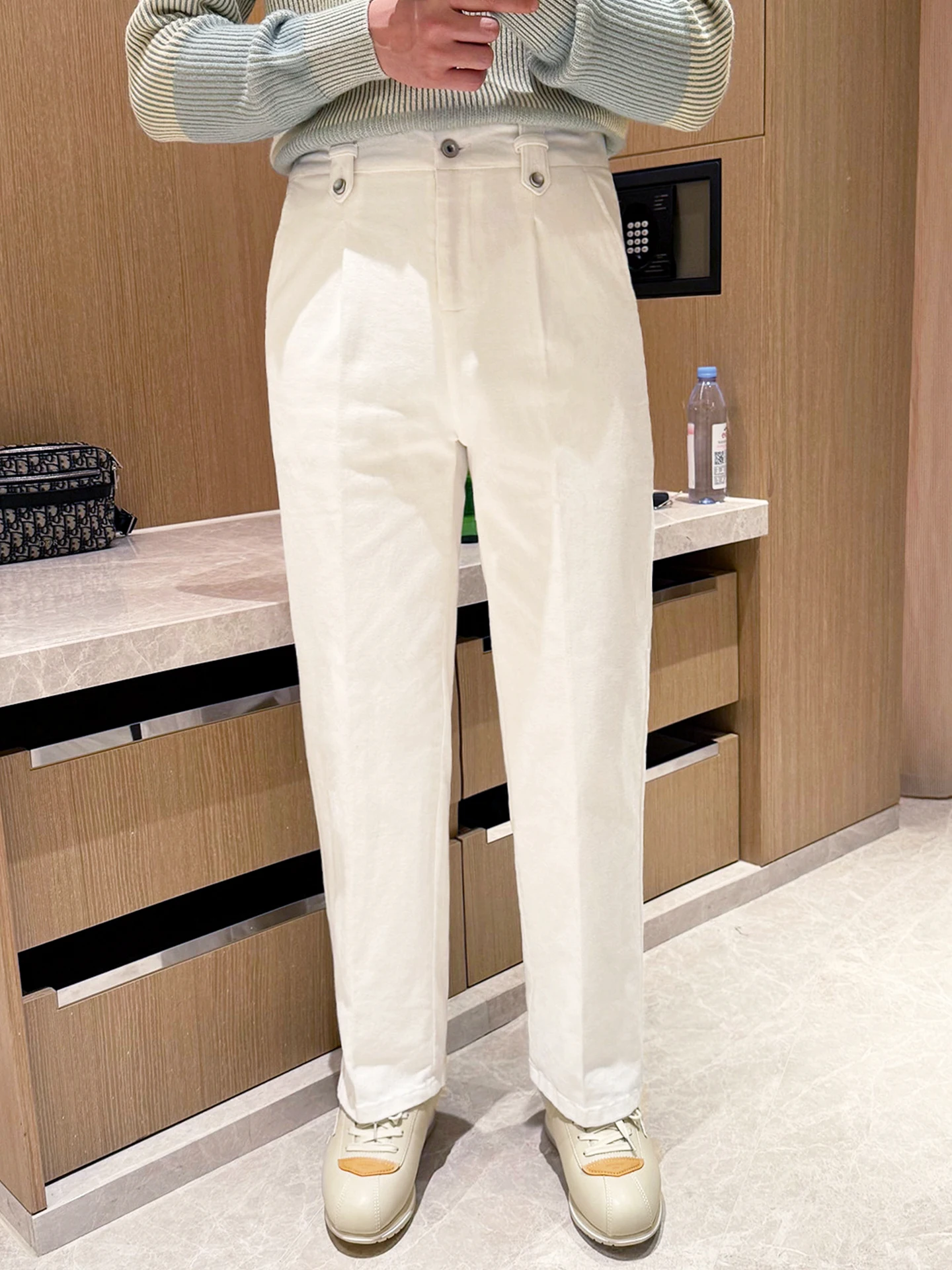 

Мужские утепленные зимние повседневные брюки Briti Sle из чистого хлопка, свободные прямые брюки с длинными штанинами, удобные джинсы