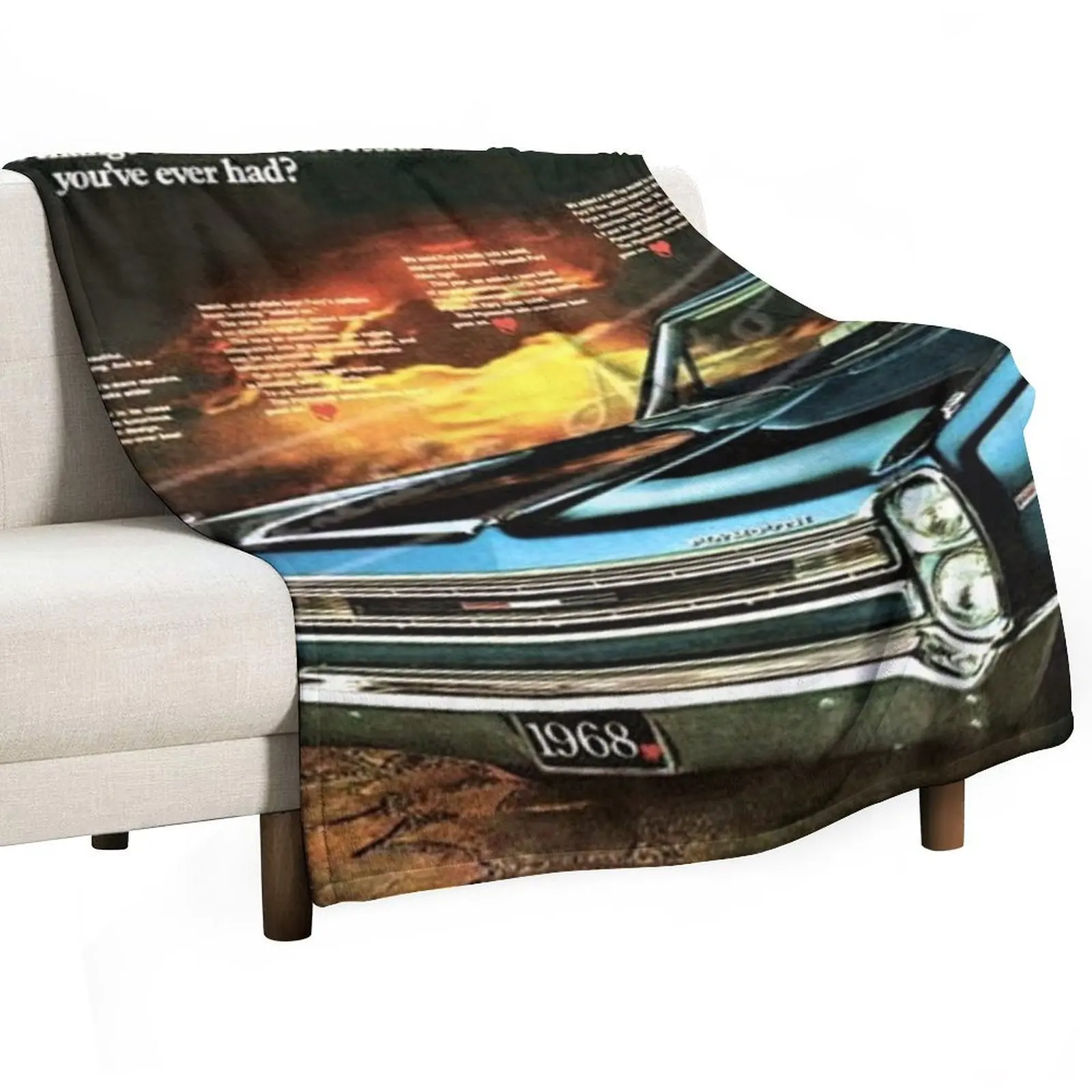 1968 Plymouth Fury Original Car Announcement Wall Art poster / vintage posters Throw Blanket Nap Vintage sofa bed Blankets