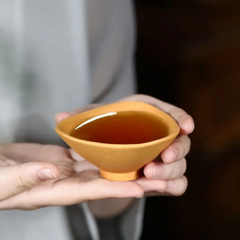 Lila Ton Tee tasse Tee Verkostung Master Tasse kleine Kapazität Mineral Gold Abschnitt Schlamm Dreieck Tasse Kung Fu Tee Set