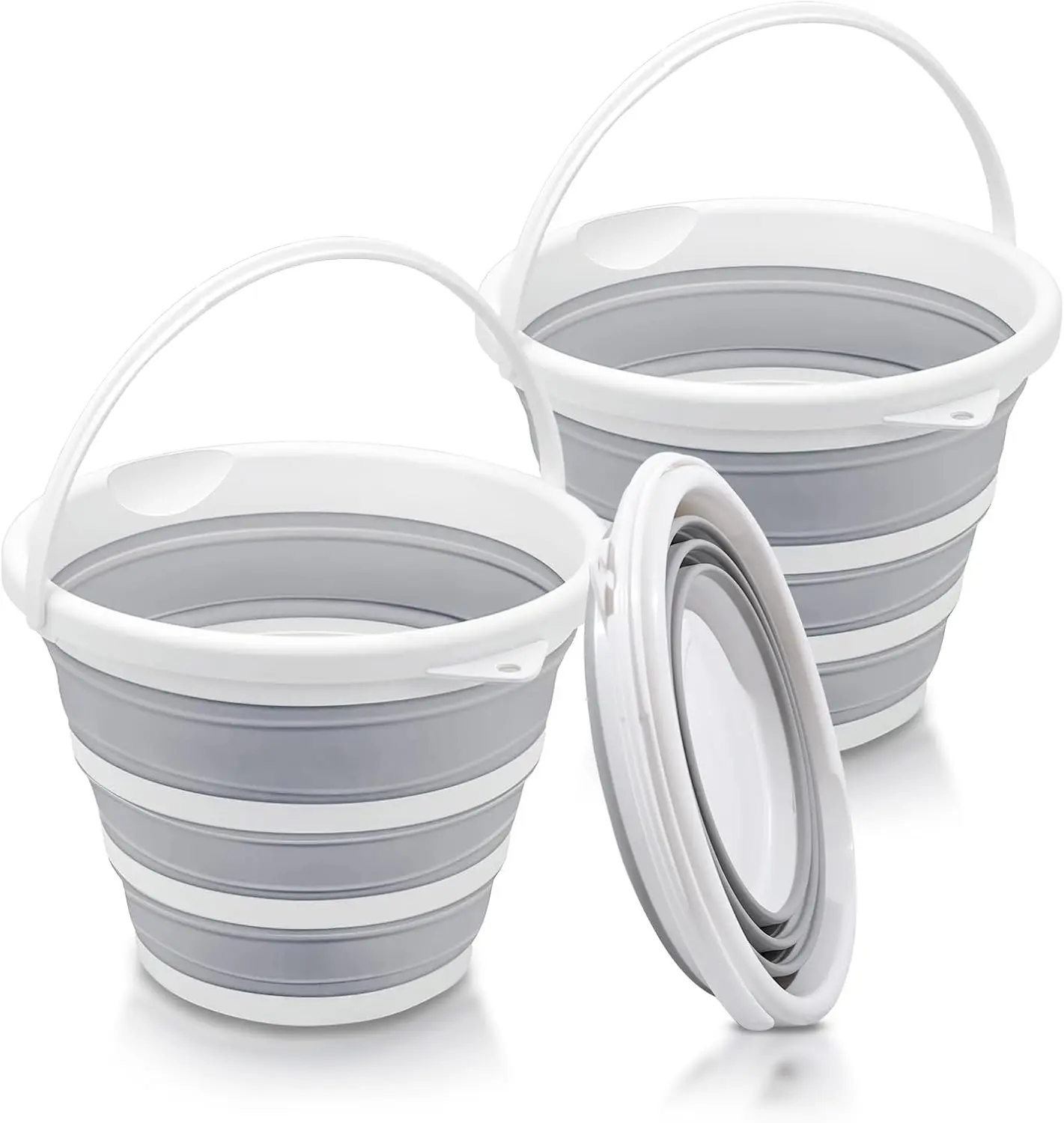 

Collapsible Buckets 2-Pack 2.6 Gallon 10L for RV Garden Car Wash Camping Fishing Portable Easy Storage