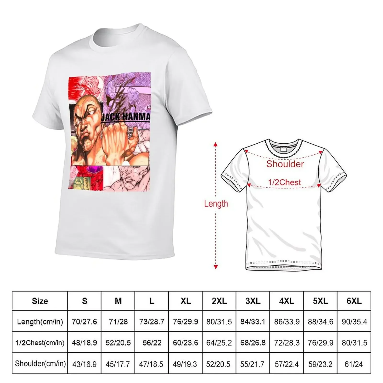 Jack Hanma (Baki Grappler) T-Shirt basketball graphic tees boys whites fitted t shirts for men