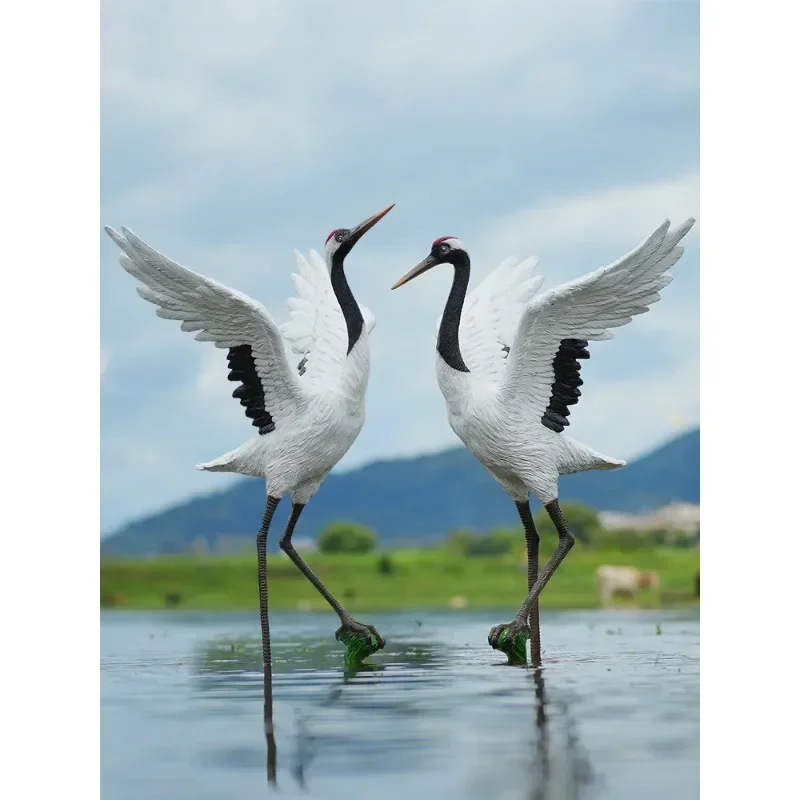 Crane Sculpture, Red-crowned Crane Model, Landscape Architecture, Water Pool, Fish Pond, Courtyard Crane Decoration