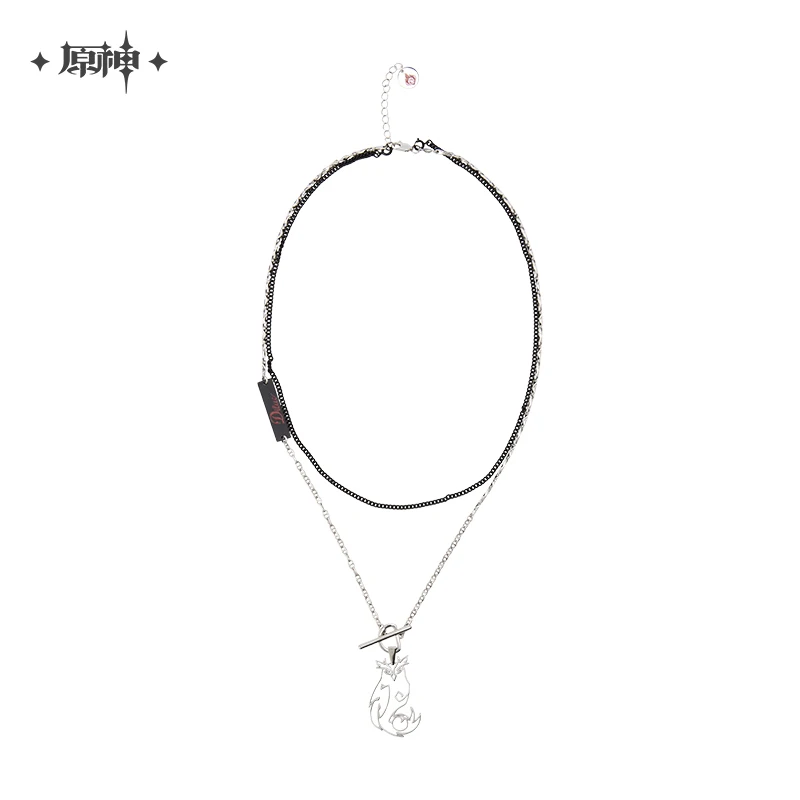 

Game Genshin Impact Official Diluc Necklace Theme Sweater Chain Fashion Double Layer Necklace Fans Gift Accessories For Men