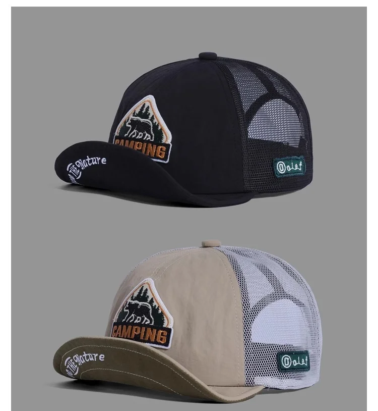 

Quick-drying Mesh Outdoor Camping Soft Flat Brim Couples Unisex Peaked Cap Men's Thin Sports Short Brim Baseball Cap for Women