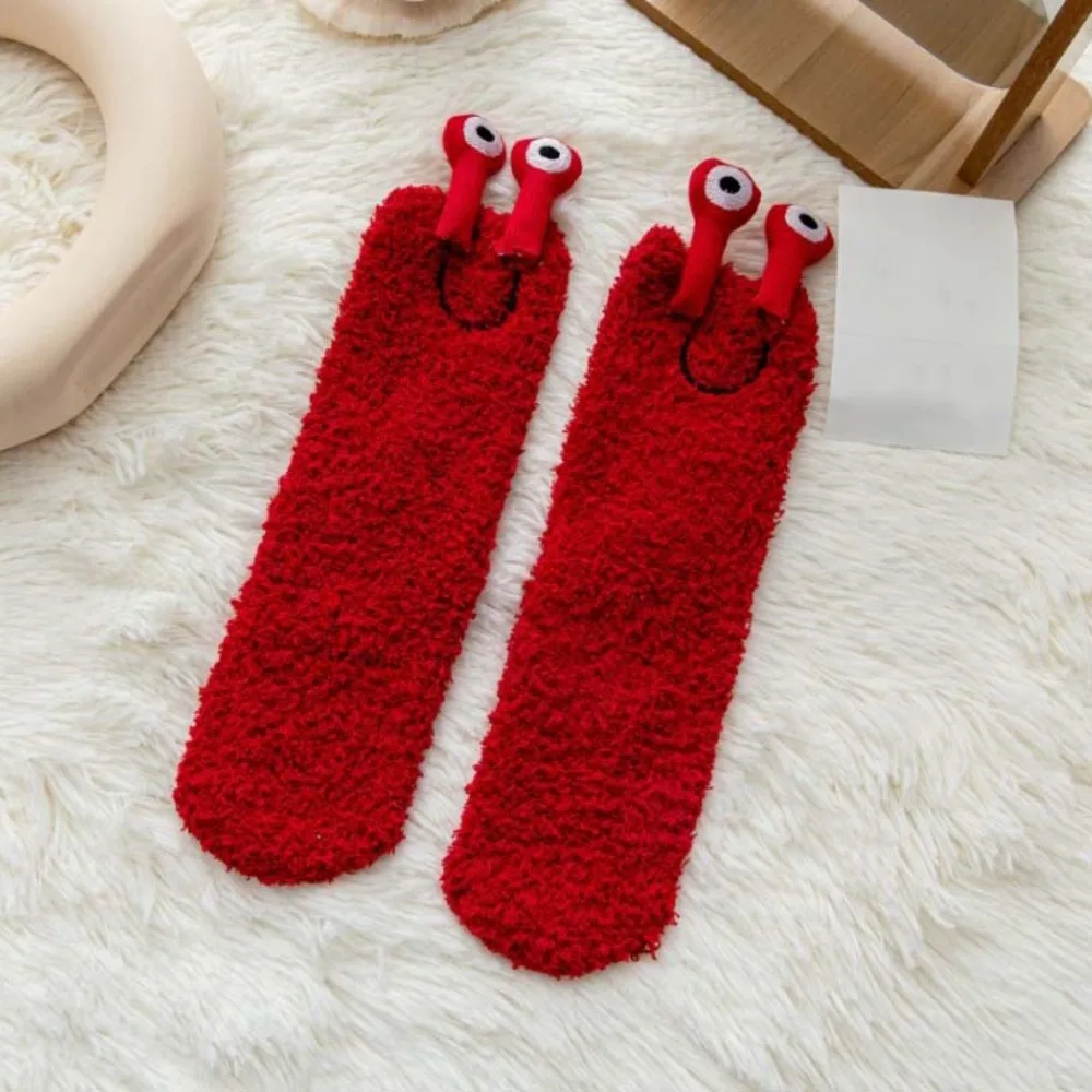 

Warm 3D Eyes Funny Tube Socks Cartoon Mid-Calf Coral Fleece Socks Hosiery Thicken Warm Furry Plush Sock Girls