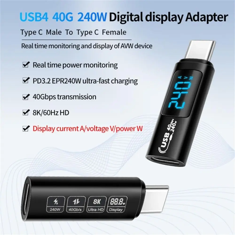 Professional Digital Display USB C 4.0 Tester 8K 60HZ 40Gbps Converter Data Transmission PD 240W Cable Extender Mobile Phone