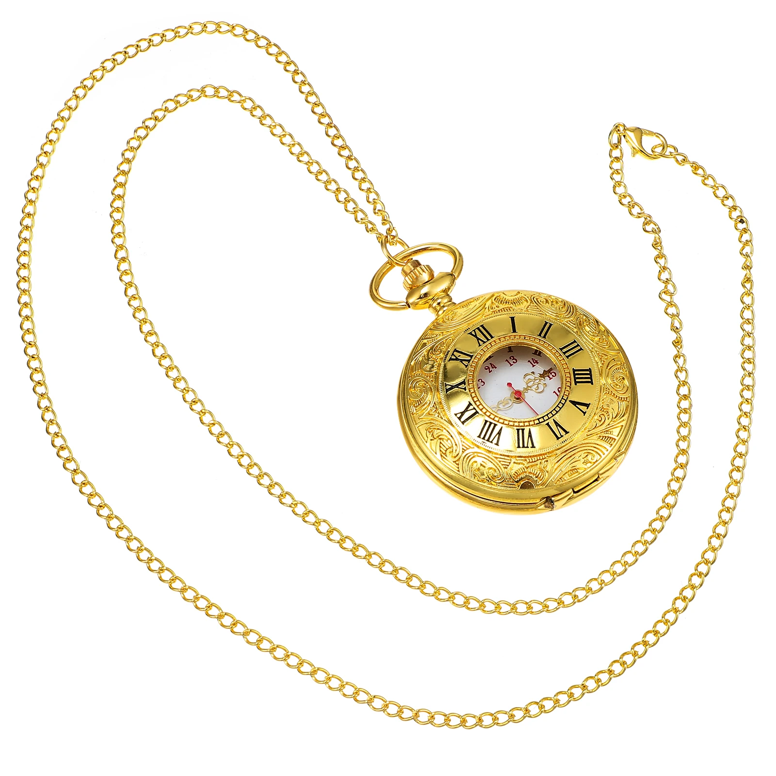 

Golden Pocket Decorative Retro Roman Quartz Watches for Men Women Decorative Pocket Watch Vintage Creative Personalized