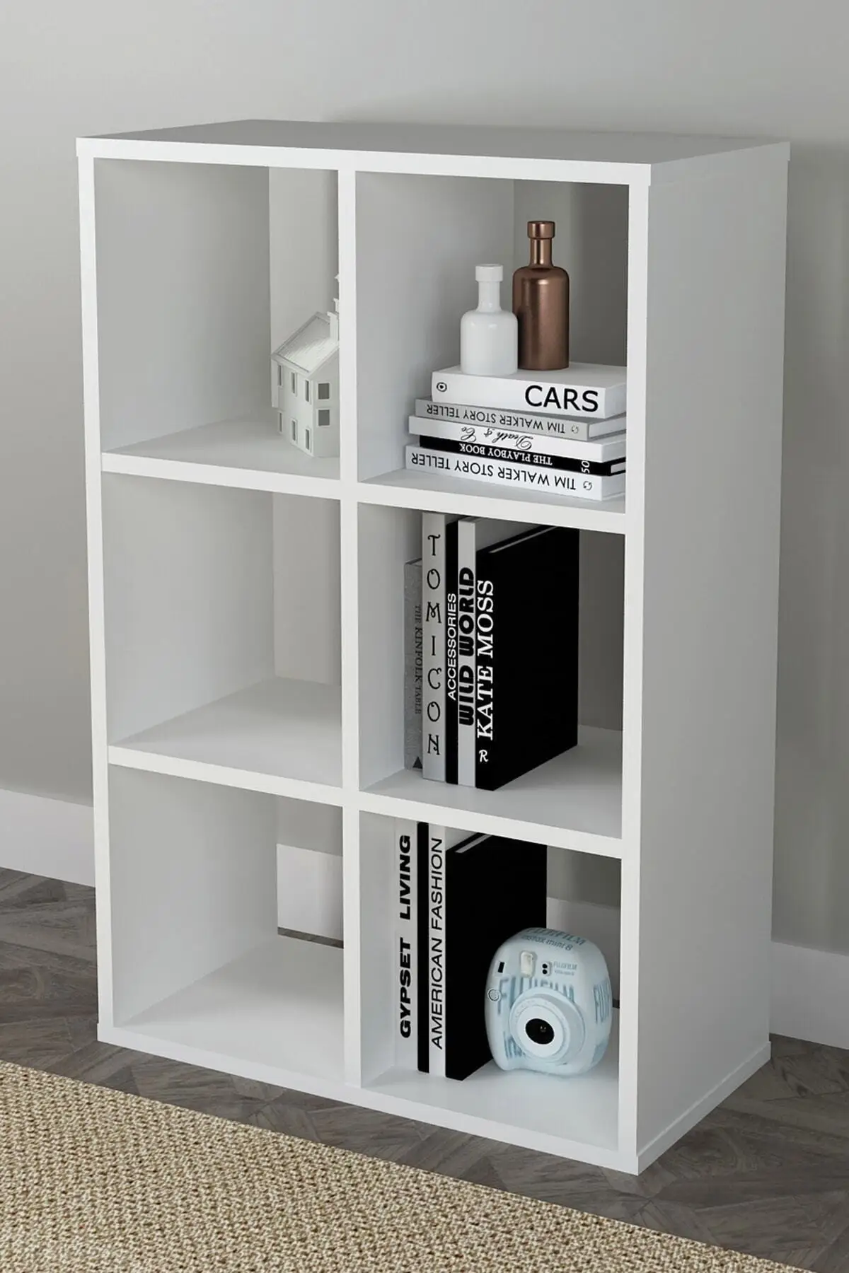 6 shelf White Bookcase Carcinogenic Substance-Free 18 MM Thick Senior High Quality Material