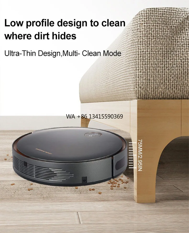 

Automatic Recharging Intelligent Robot Vacuum Cleaner Wet Dry Function Integrated Mop Plastic Battery Powered Product