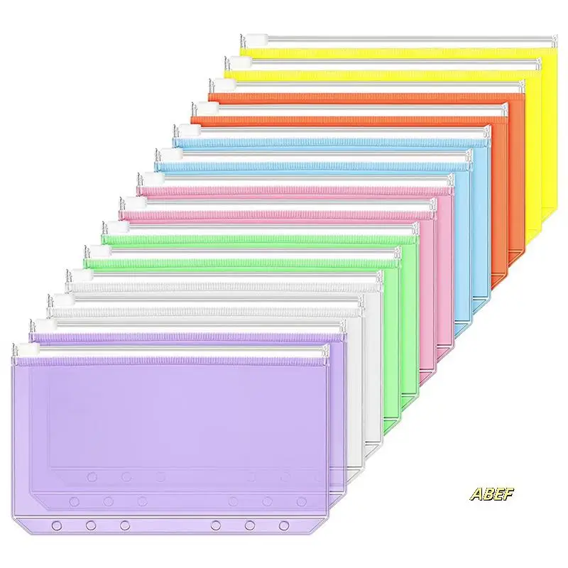 84 шт., карманы для переплета, размер A6, 6 отверстий, папки на молнии, водонепроницаемые сумки из ПВХ с вкладышами для тетради с 6 кольцами