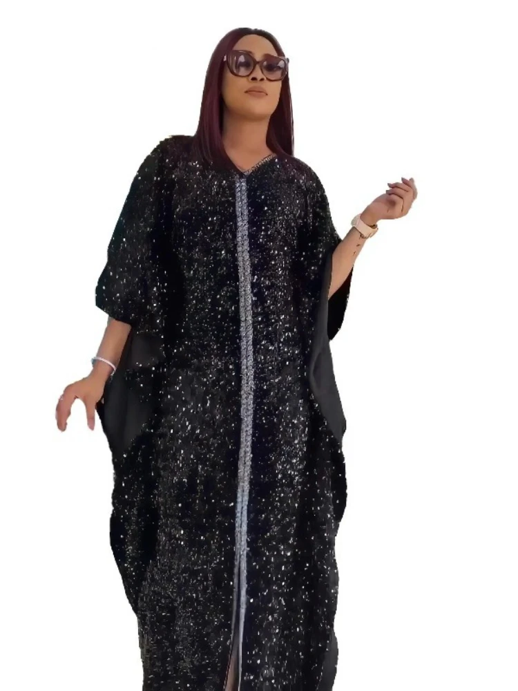 

Stylish african dress Loose african women dresses Sequined Fabric plus size african dresses for women